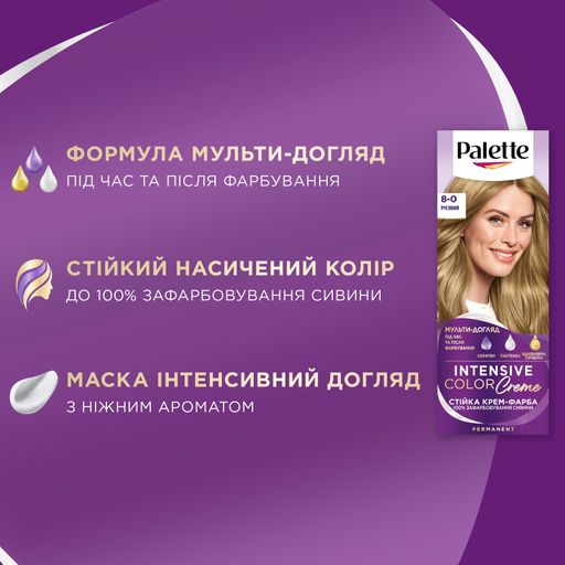 Уценка! Стойкая крем-краска для волос Palette Интенсивный цвет, 8-0 Русый, 110 мл