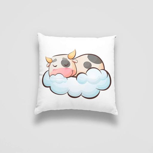 Подушка декоративна з принтом "Спляча корівка на хмарі. Sleeping cow" Push IT Білий Кавун П000717 (1011465)