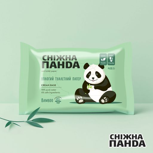 Влажная туалетная бумага Снежная Панда Bamboo, 48 шт