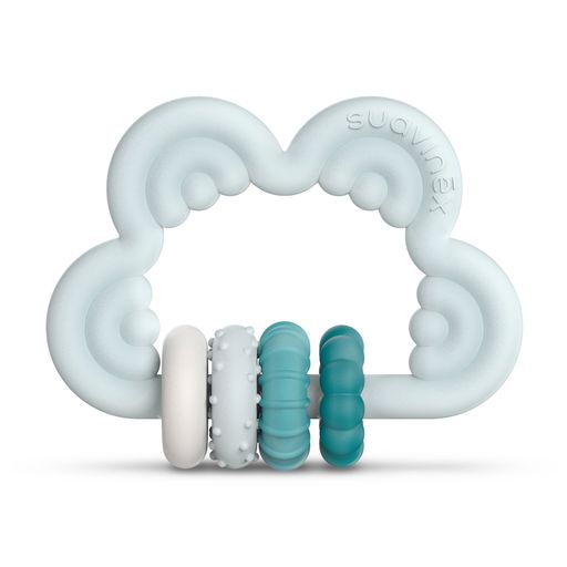 Прорезыватель Suavinex с погремушкой, силиконовый, от 6 месяцев, голубой (401441)