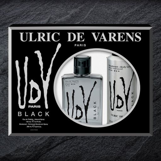 Парфюмированный набор мужской Ulric de Varens UDV Black (туалетная вода, 100 мл + дезодорант-спрей, 200 мл)