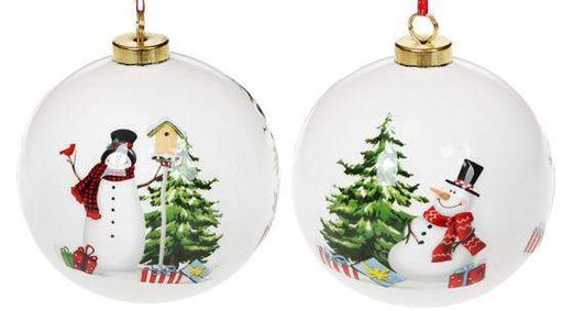 Набор керамических шаров Снеговики 10х10х11.5см 4 штуки Bona Tableware souvenirs (1015562)