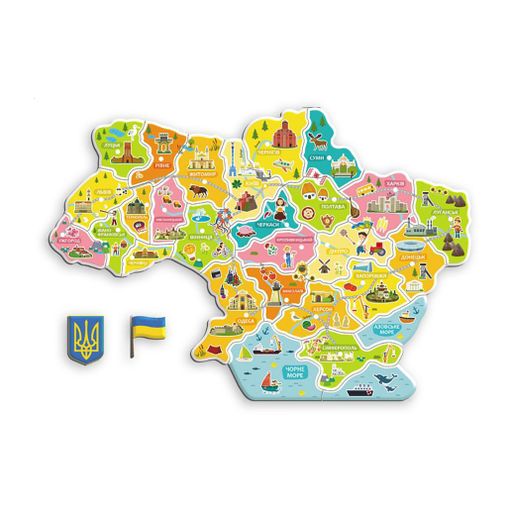 Магнитная игра DoDo Карта Украины, 21.5*4.5*30.5 см, от 3 лет, 30 магнитов (200268)