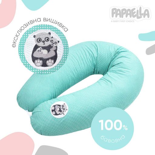 Подушка для беременных и кормления IDEIA Papaella 30x170 c карабином горошек ментол (1019491)