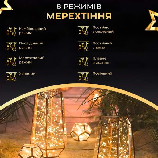 Гирлянда Роса нить 500 LED длина 50 м с пультом от сети зеленая, желтый GarlandoPro 500L50MGY (1019829)