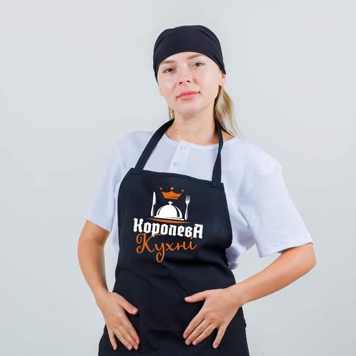 Фартух кухонний з принтом Кавун Королева кухні 68 см Чорний (1022011)