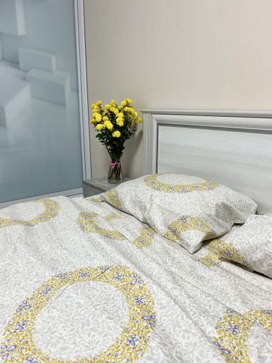Комплект постільної білизни Кружечки євро 200х220 см Сатин (1025053)