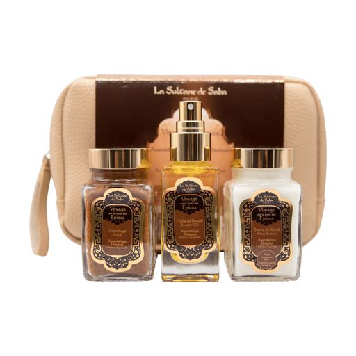Набор для тела La Sultane de Saba Ayurvedic (косметическое масло, 50 мл + масло ши, 100 мл + скраб, 100 мл + косметичка, 1 шт)