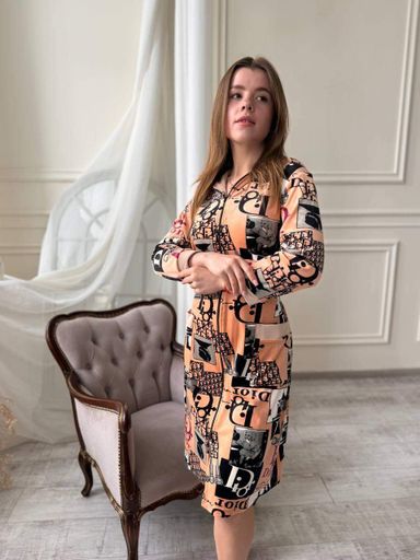 Велюровый халат с капюшоном на замке с длинным рукавом Оранжевый L/XL (velur008-4) (1028312)
