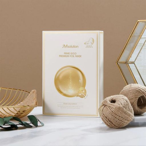 Тришарова зволожувальна тканинна маска для обличчя JMsolution Prime Gold Premium Foil Mask з колоїдним золотом, 30 мл