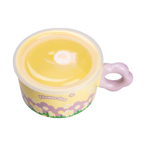 Миска для лапши керамическая Flowers 750 мл с герметичной крышкой, желтый TS Kitchen HP7200Y (1038629)