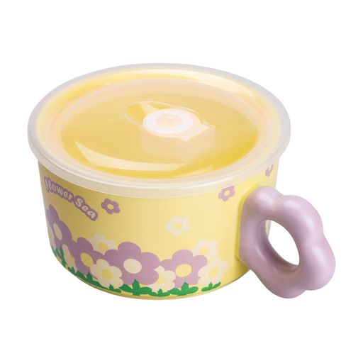 Миска для лапши керамическая Flowers 750 мл с герметичной крышкой, желтый TS Kitchen HP7200Y (1038629)