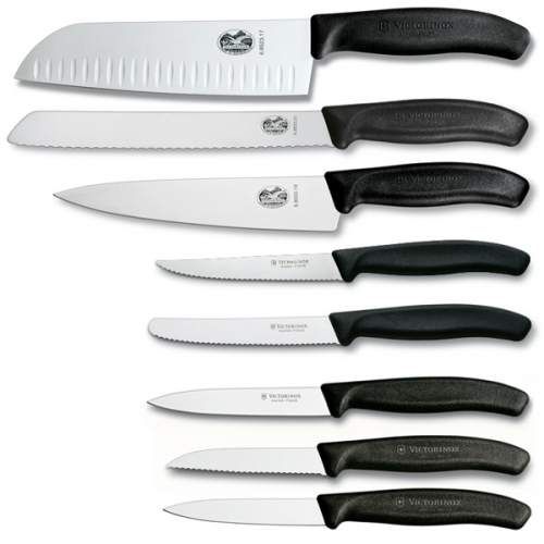 Набір кухонних ножів та підставки Victorinox Swiss Classic Cutlery Block 9 предметів Чорні (6.7173.8) (1039961)