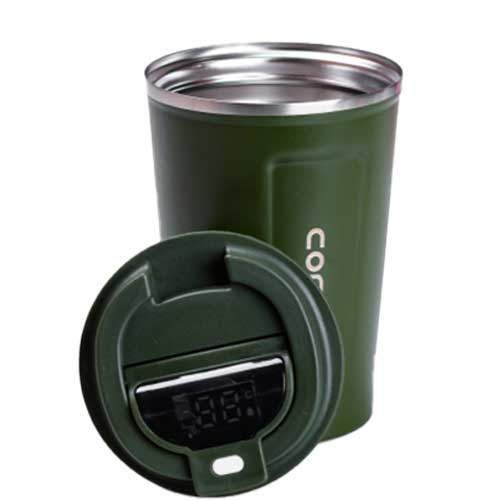 Термокружка Coffee 380 мл с датчиком температуры, зеленый Yiwu HPGM5821GR (1044441)