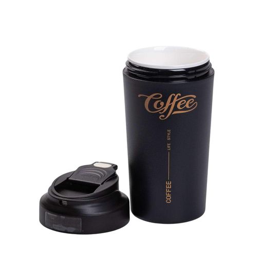 Термокружка Coffee 480 мл с керамической колбой, черный Yiwu HP-14-14B (1044457)