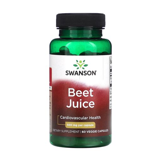 Свекольный сок Swanson Beet Juice, 500 мг, 60 вегетерианских капсул