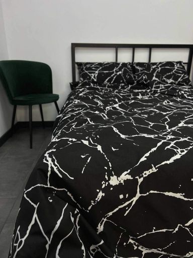Комплект постельного белья двуспальный 175х210 Бязь Gold Luxe наволочки 50х70 черный мрамор (1044853)