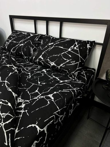 Комплект постельного белья двуспальный 175х210 Бязь Gold Luxe наволочки 50х70 черный мрамор (1044853)