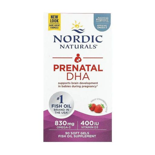 Рыбий жир для беременных Nordic Naturals Prenatal DHA, со вкусом клубники, 90 капсул