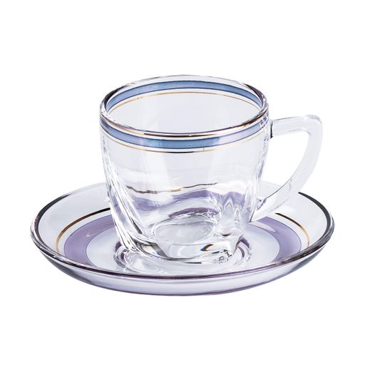 Чайный сервиз на 6 персон стеклянный Clear, синий TS Kitchen HP569 (1048480)