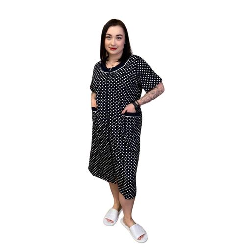 Халат женский хлопковый темно-синий Горошек 5XL Samo 31142R (1048593)