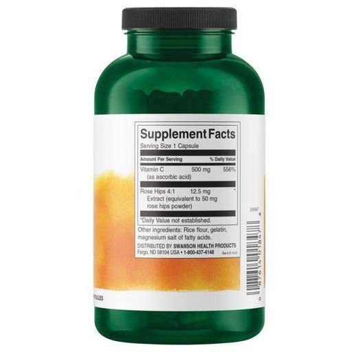 Витамин C Swanson Vitamin C with Rose Hips 500 mg 250 Caps (1048596)