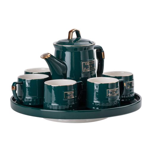Чайный сервиз Enjoyable Life на 6 персон 8 предметов, зеленый Yiwu HP-15-6 (1051353)