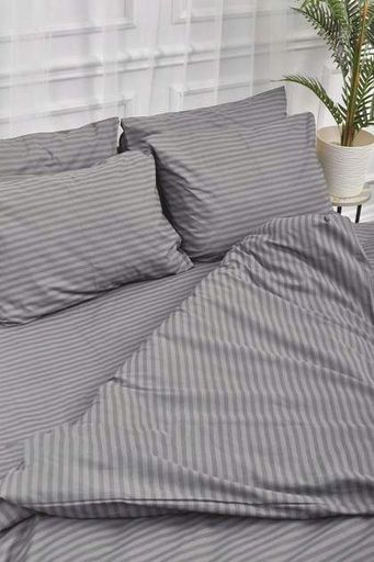 Комплект постельного белья Ideal Textile бязь тауп графит в полоску  Двуспальный Евро (1052876)