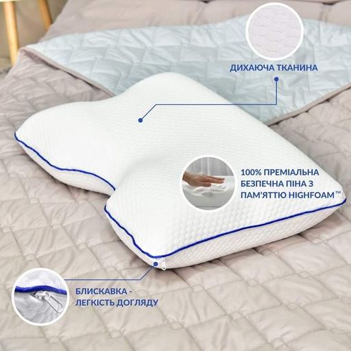 Подушка IDEIA ортопедическая MEMORY FOAM в форме бабочки 58х42х13 см с эффектом памяти (1052882)