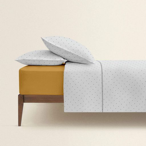 Двоспальна постіль з простирадлом на гумці MINI DOTS CS31 COSAS сірий 180х220 см (1059088)