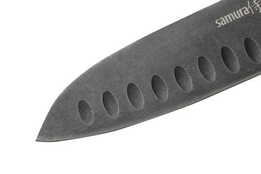Ніж кухонний Санток з жолобчастою лінією леза 138 мм Samura Mo-V Stonewash (SM-0093B) (1061353)