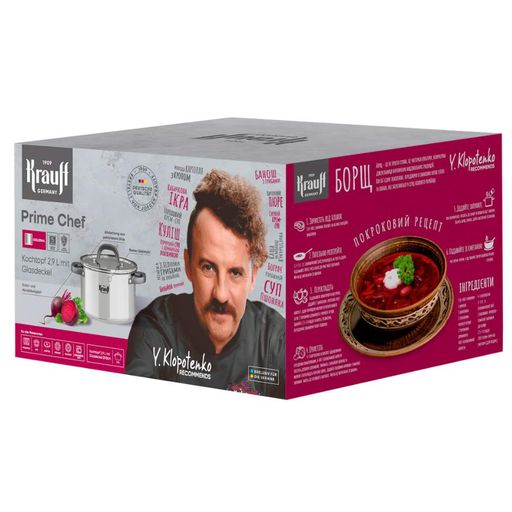 Каструля 29 л Krauff Prime Chef циліндрична 18 см нержавіюча сталь (26-303-008) (1079801)