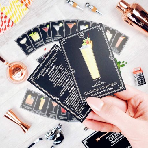 Набір карток з рецептами Olin&Olin для приготування коктейлів 40 шт (Cards-0140) (1088596)