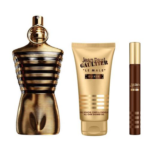 Парфюмированный набор мужской Jean Paul Gaultier Le Male Elixir (духи, 125 мл + духи, 10 мл + гель для душа, 75 мл)