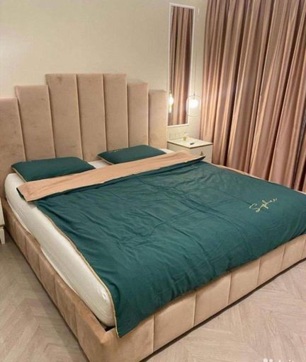 Комплект постельного белья 100% хлопок сатиновый Зелёный + беж 150 x 220 см Семейный (121209) наволочки 2 х 50х70 см (1110568)