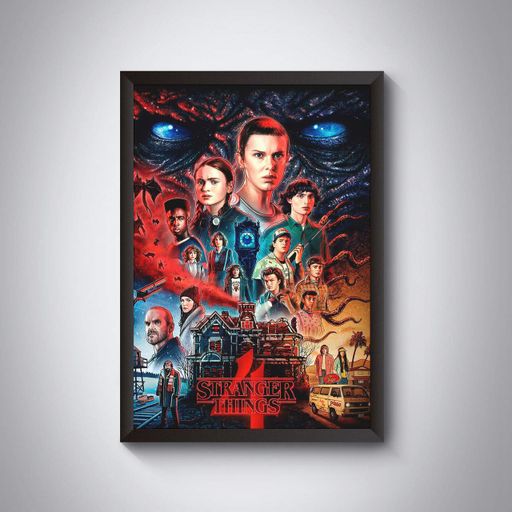 Набір постерів Stranger Things у рамках / Плакати Дивні дива / 4 шт А3 (1112088)