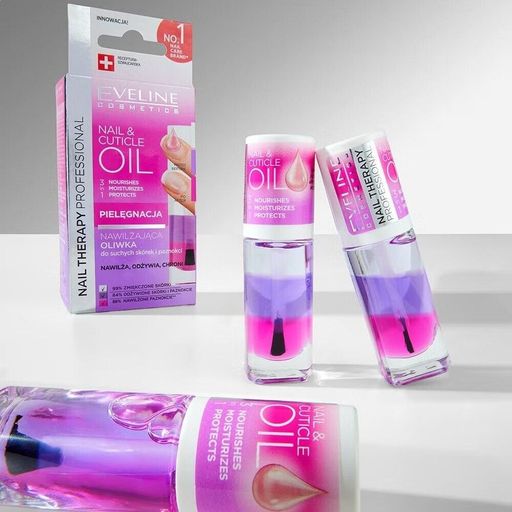 Трифазна зволожувальна олія для нігтів та кутикули Eveline Cosmetics Nail Therapy Professional Nail & Cuticle Oil, 8 мл