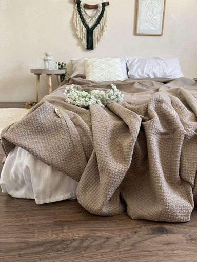 Покрывало ZEINTEX Wheat хлопковое цвета капучино 180х220 см (1119803)