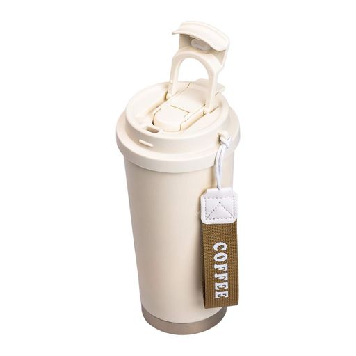 Термочашка 500 мл Coffee Yiwu с ремешком бежевый (1151663)