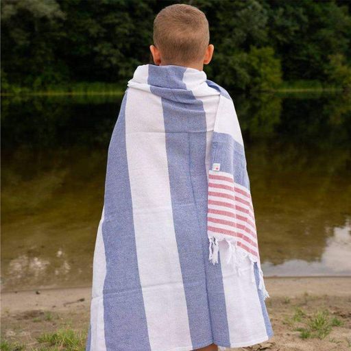 Полотенце пештемаль Lovely Svi хлопковое, пляжное, хамам, spa - XХL 100x180 см Blue/Red Stripes (1164483)