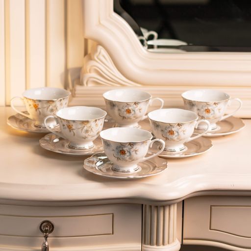 Чайный сервиз на 6 персон керамический Rose hip, бежевый TS Kitchen HP23412 (1164573)