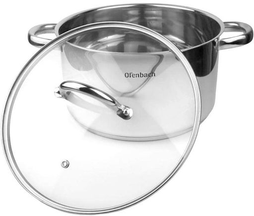 Каструля індукційна Casserole із нержавіючої сталі 5.5л зі скляною кришкою Ofenbach (1166437)