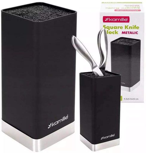 Подставка Black&Silver колода для ножей 9.5х9.5х22см с полипропиленовым наполнителем Kamille (1169989)