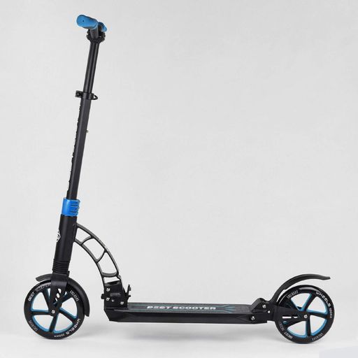 Самокат двоколісний Best Scooter з PU колесами та 2 амортизаторами Black/Blue (100073) (1170341)
