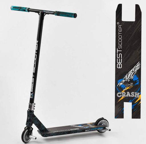 Трюковий самокат Best Scooter CRASH HIC-система пеги алюмінієвий диск та дека колеса 110мм PU Чорний (37890) (1172853)
