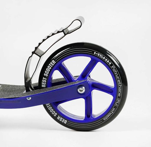 Самокат двоколісний Best Scooter передній амортизатор заднє гальмо сталеве кермо Синій (R-74099) (1172860)