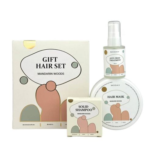 Набір для волосся MODAY Gift Hair Set Mandarin Woods (твердий шампунь, 40 г + маска-кондиціонер, 100 мл + сироватка, 30 мл)