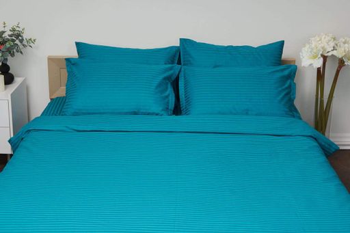 Підковдра Moon&Star Satin Stripe Turkish Blue Полуторна 143 x 210 см (1201681)