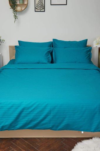 Підковдра Moon&Star Satin Stripe Turkish Blue Полуторна 143 x 210 см (1201681)
