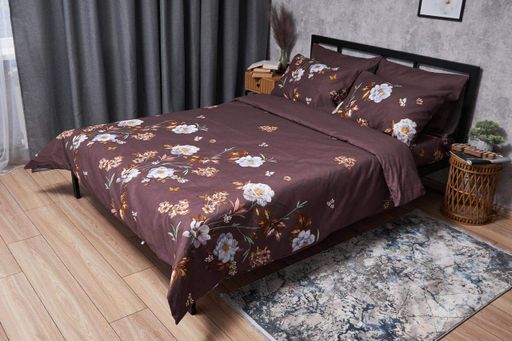 Підковдра Moon&Star Микросатин Premium Floral Mocha Полуторна Євро 160 x 220 см (1201768)